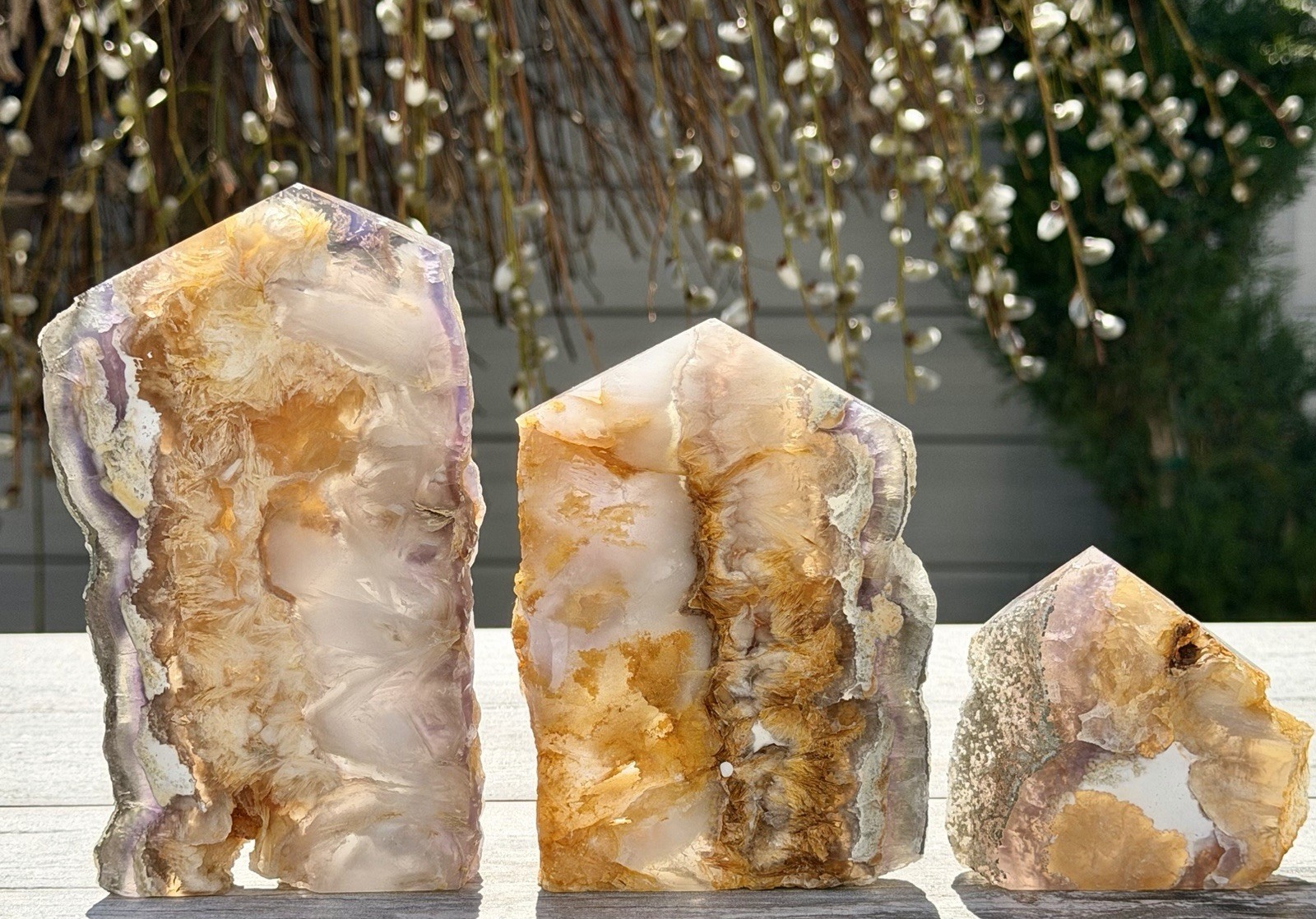 Wholesale Lot 3-4 PCs Feather Fluorite Pyrite Slab Tower Natural Crystal Energy