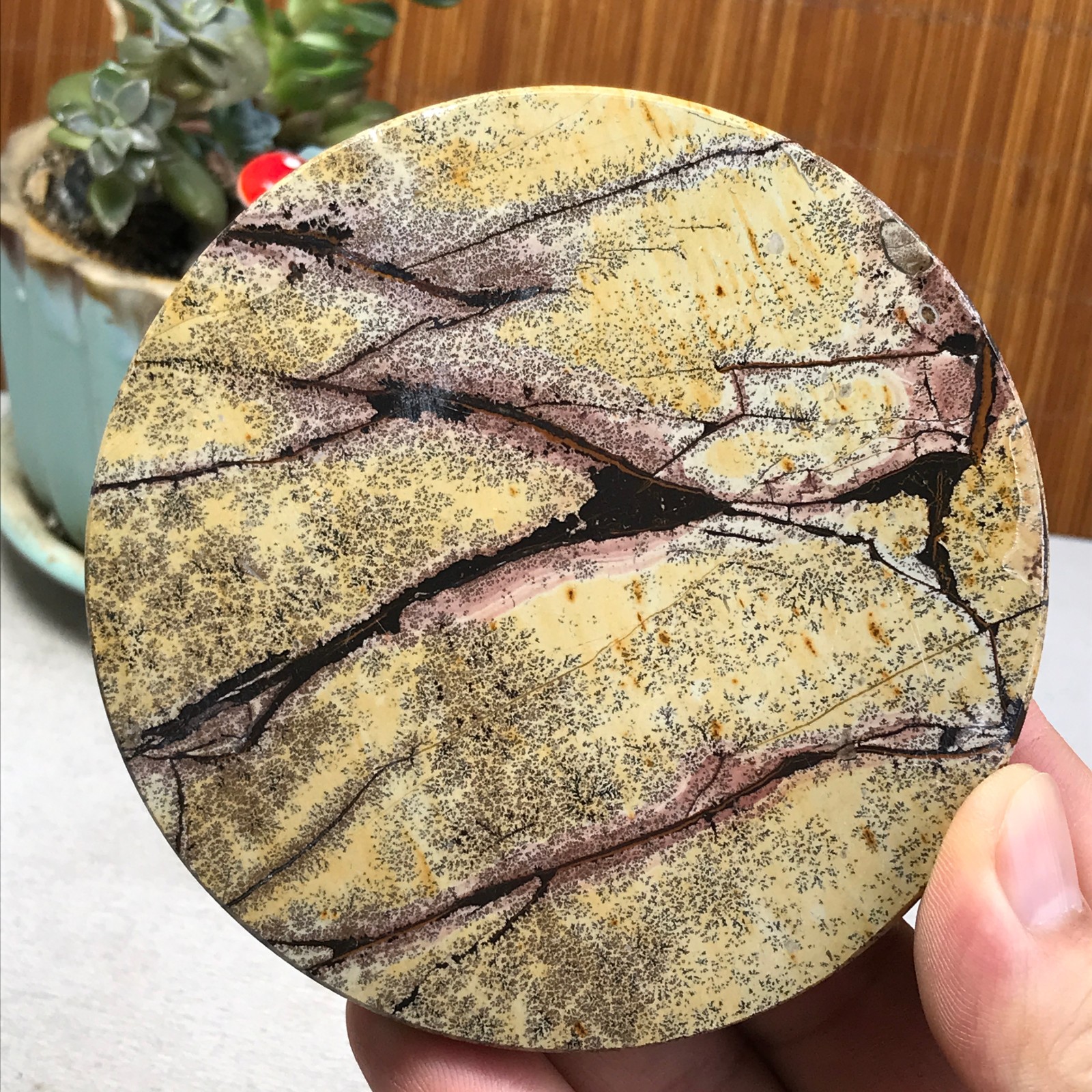 99mm Natural Chinese painting stone crystal ornaments for home decoration A6405