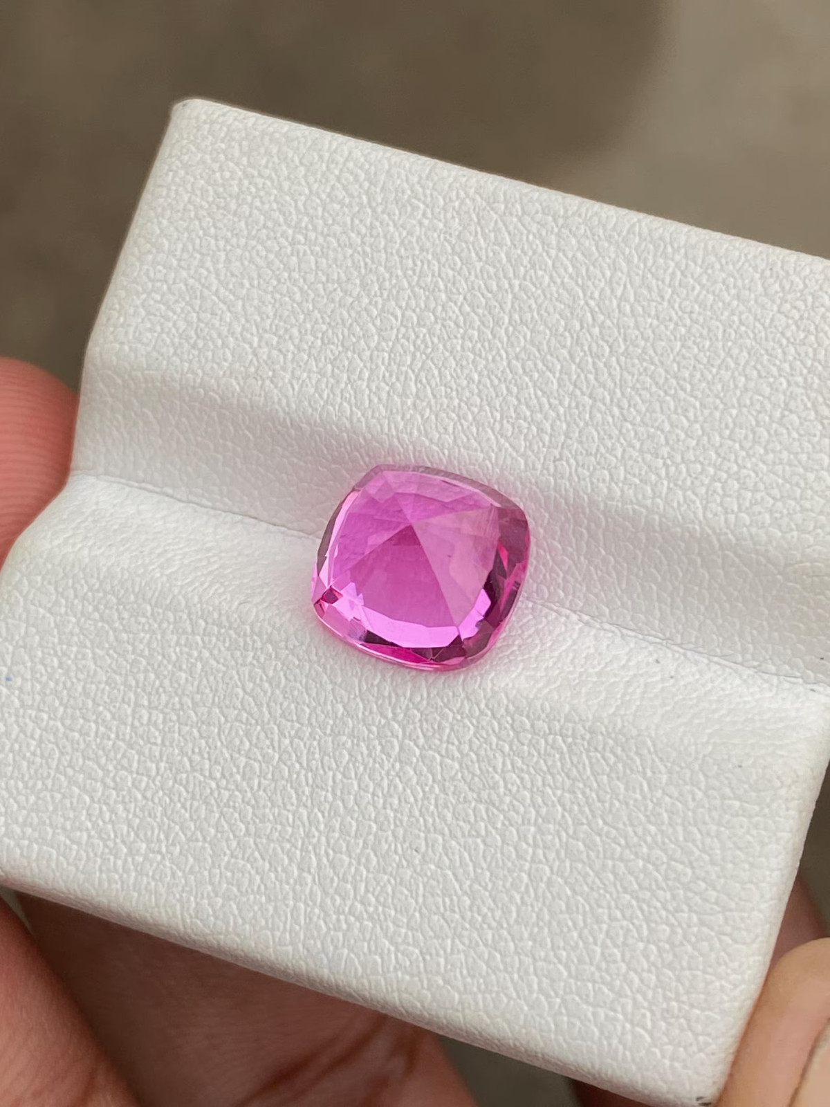 6 Ct Hot Pink Sapphire 10x10mm Gemstone, Cushion Cut Lab Gorwn Stone For Jewelry