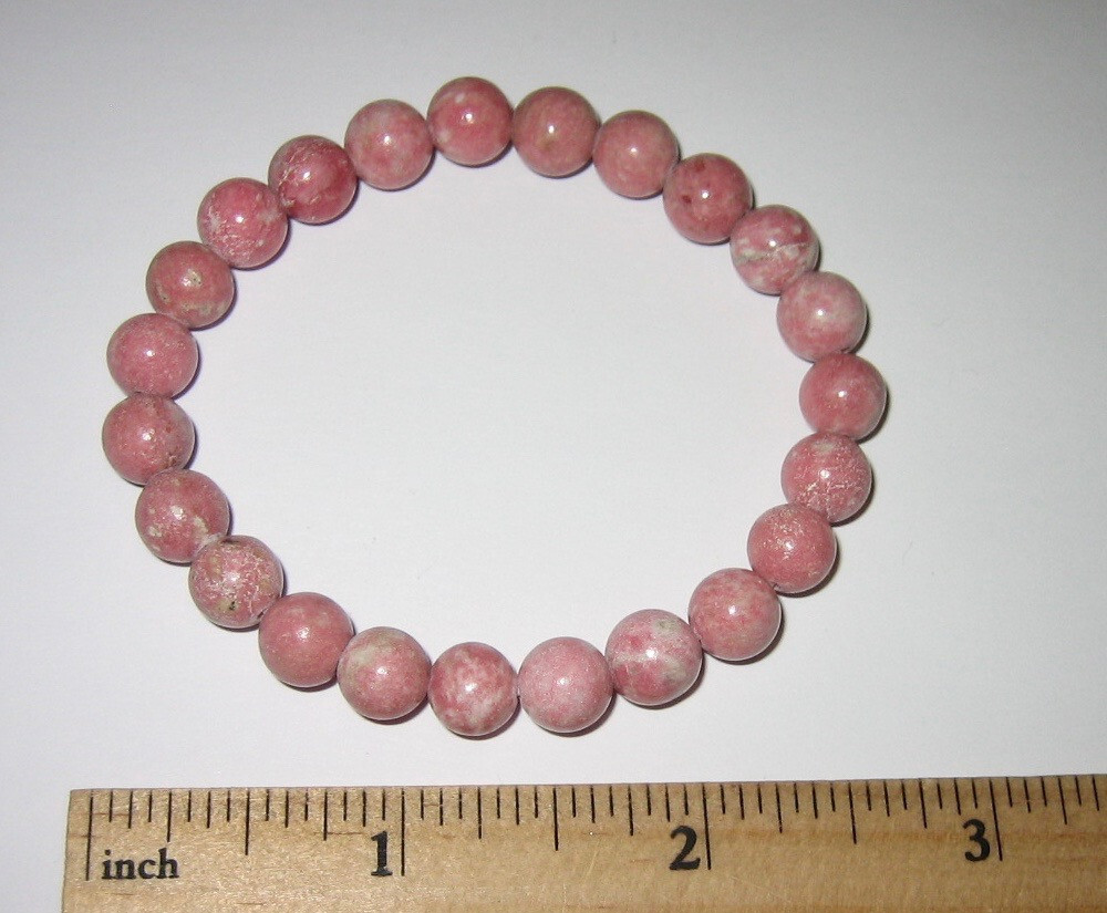 7″ POLISHED 8mm ROUND THULITE STONE MINERAL STRETCH BRACELET NORWAY 19.2grams *2