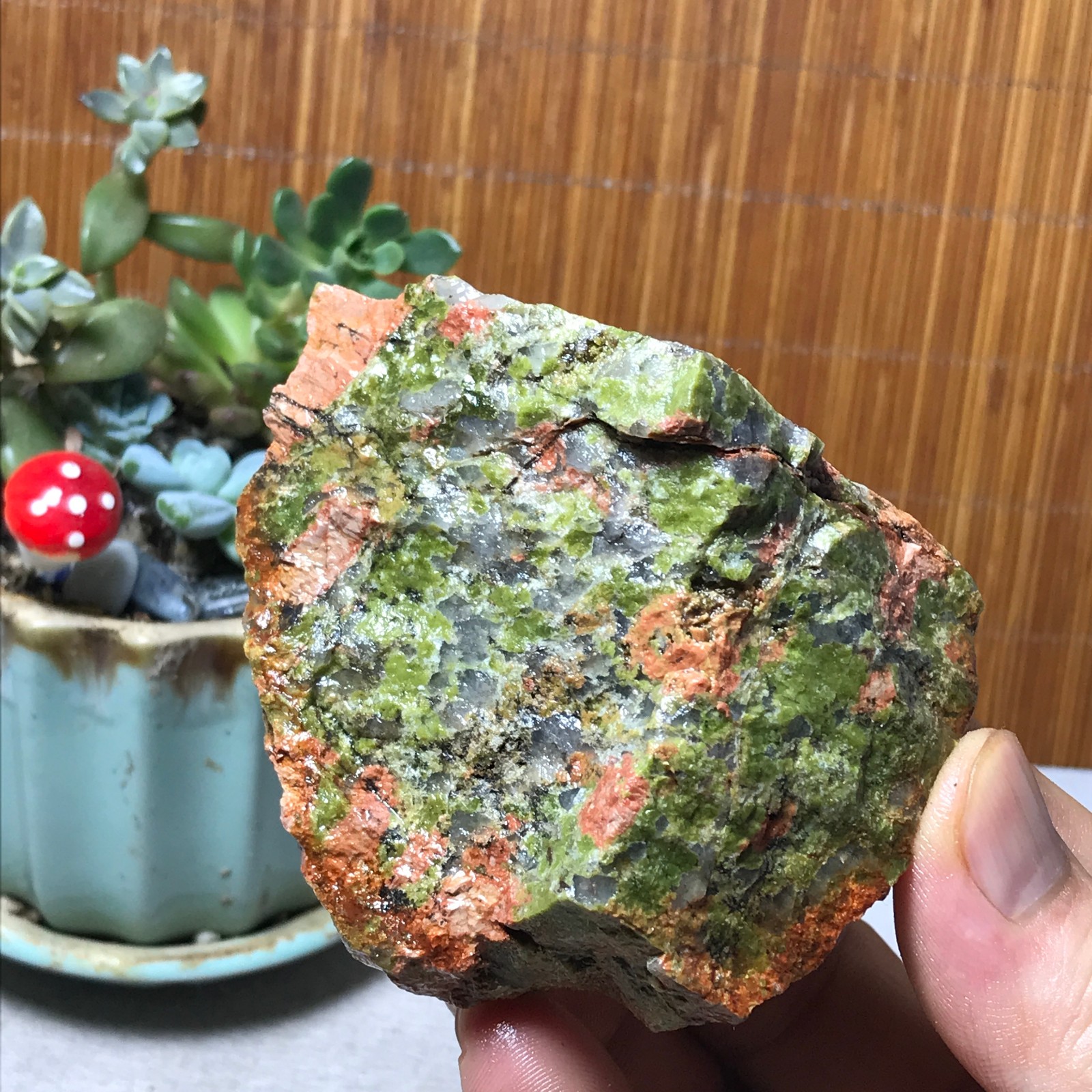 235g Natural Unakite Crystal gemstone Rough Mineral Specimen healing A6361