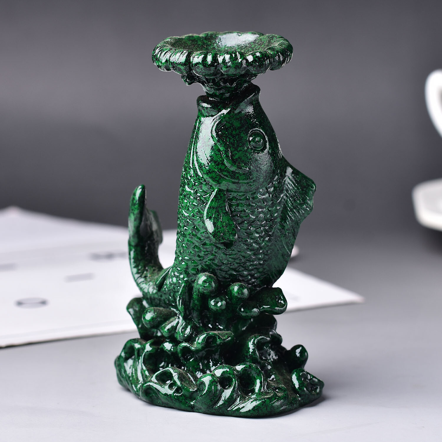 Carp Fish Crystal Ball Stand Base Resin Room Decor Sphere Stand Multi-color