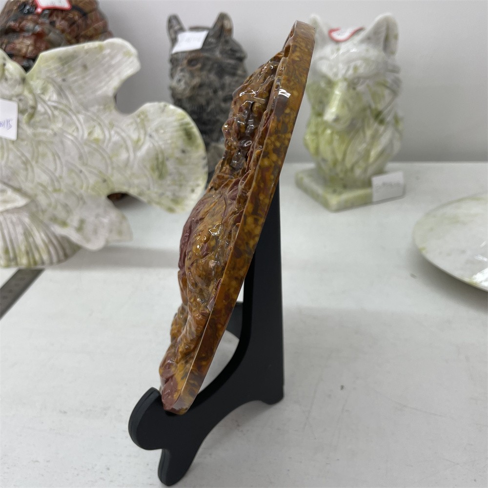 1.9LB 7.4″Natural Seven Colorful Jade Kylin Crystal Heal Carving Quartz Decor