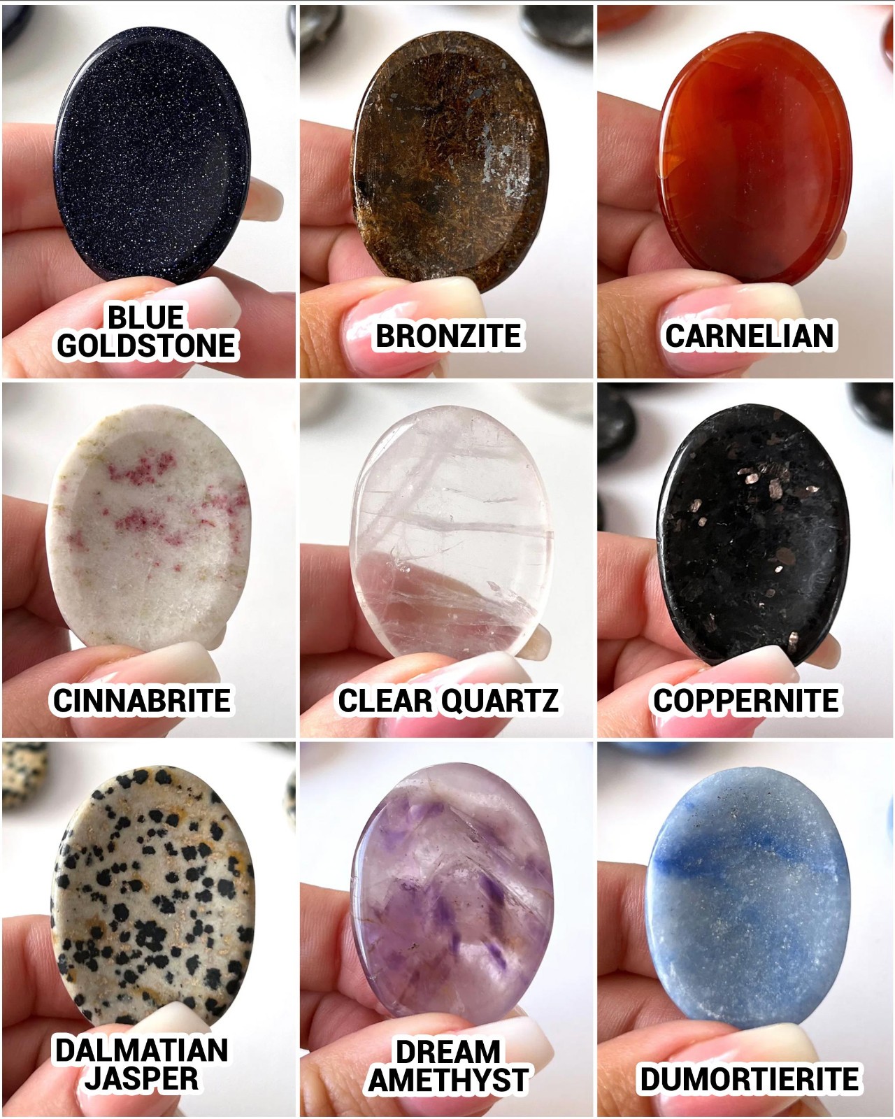Natural Crystal Worry Stone Pocket Meditation Stone Thumb Stone Crystal Lot