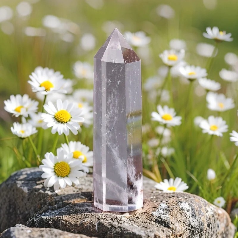 Natural Clear Quartz Crystal Tower Reiki Obelisk Wand Healing Home Decor Gifts