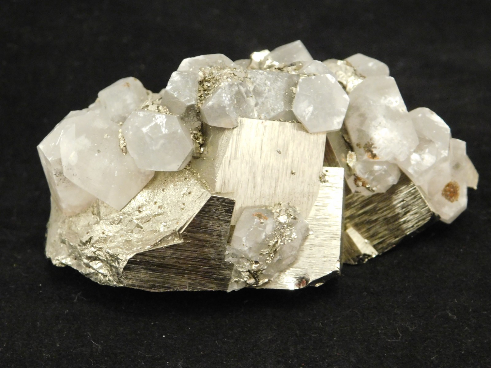 Larger! FLUORESCENT Calcite CRYSTAL Cluster with PYRITE Peru 376gr
