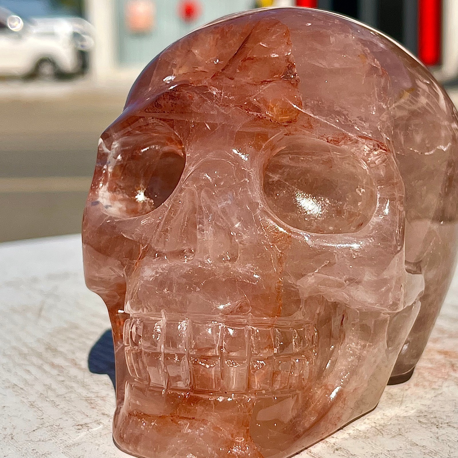 2.38LB Hand carved Red Gum Flower Skull | Used for decoration or gifts