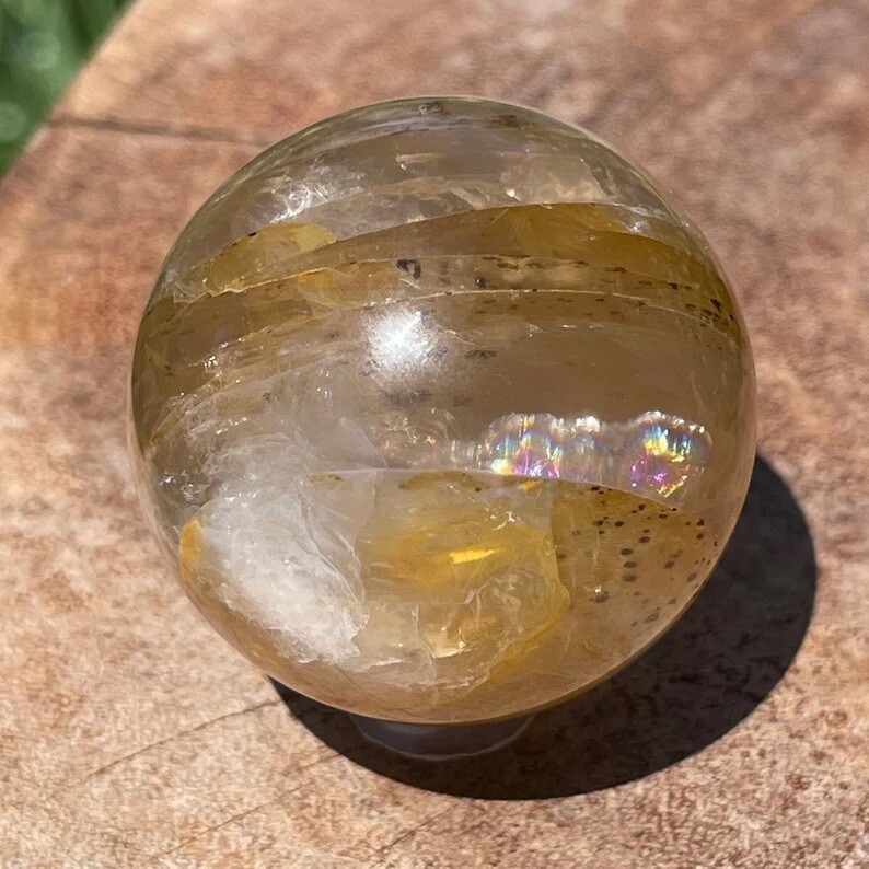 Dendritic Golden Healer Sphere with Asterism – No. 9