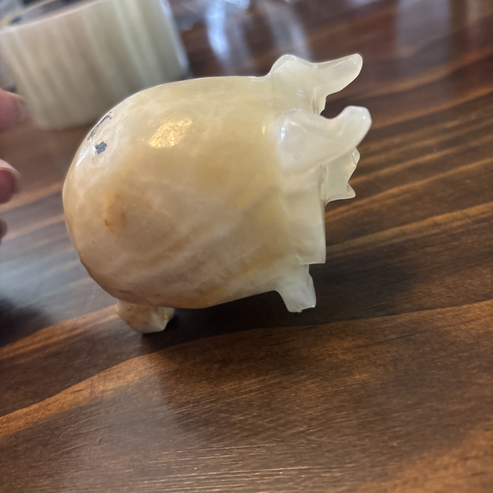 Carved White Opaque Quartz Stone Pig Figurine Healing Stone