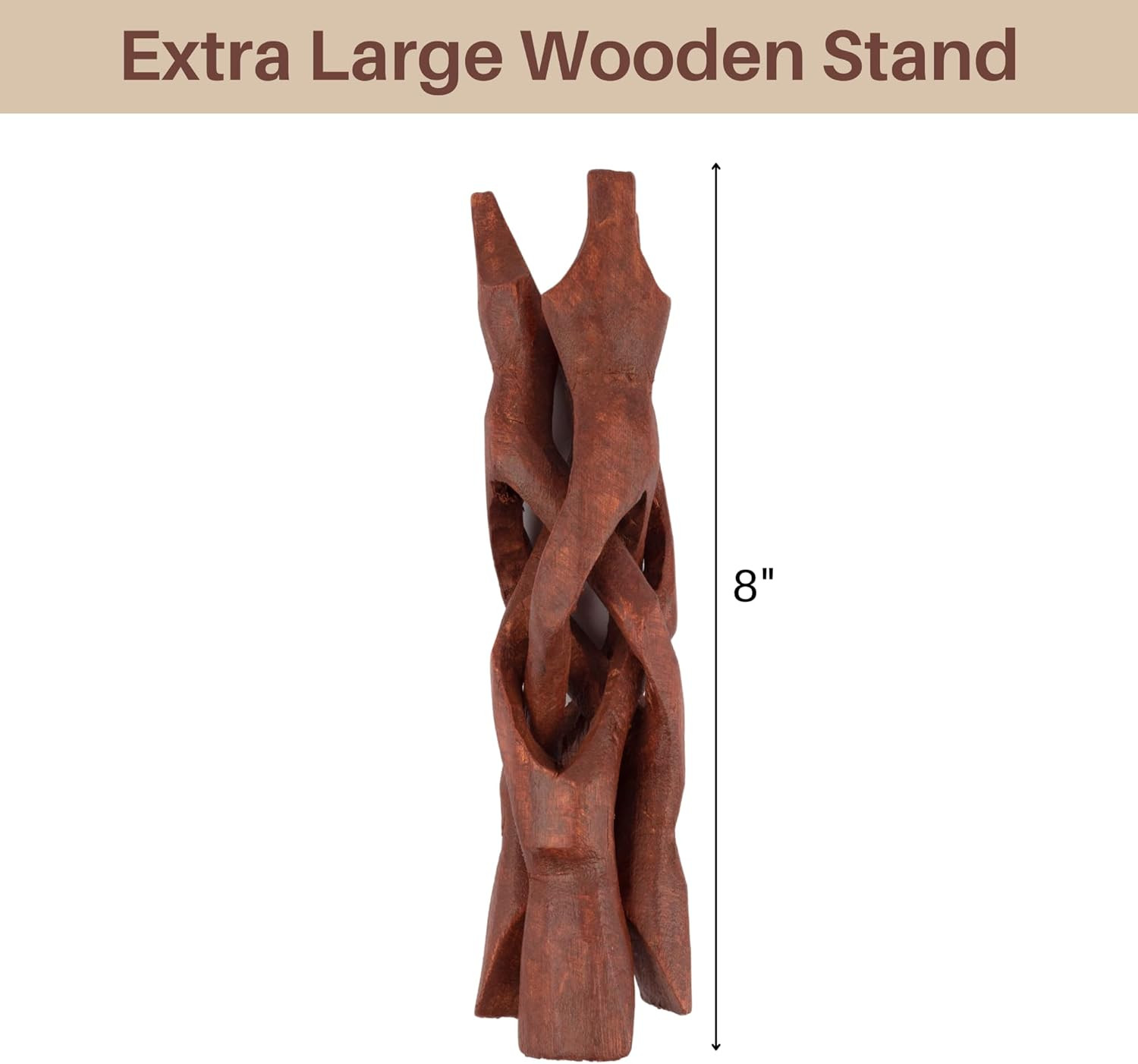 Extra Large 8″ Wooden Tripod Stand – Hand-Carved Room Decor Holder ~ Ideal for A