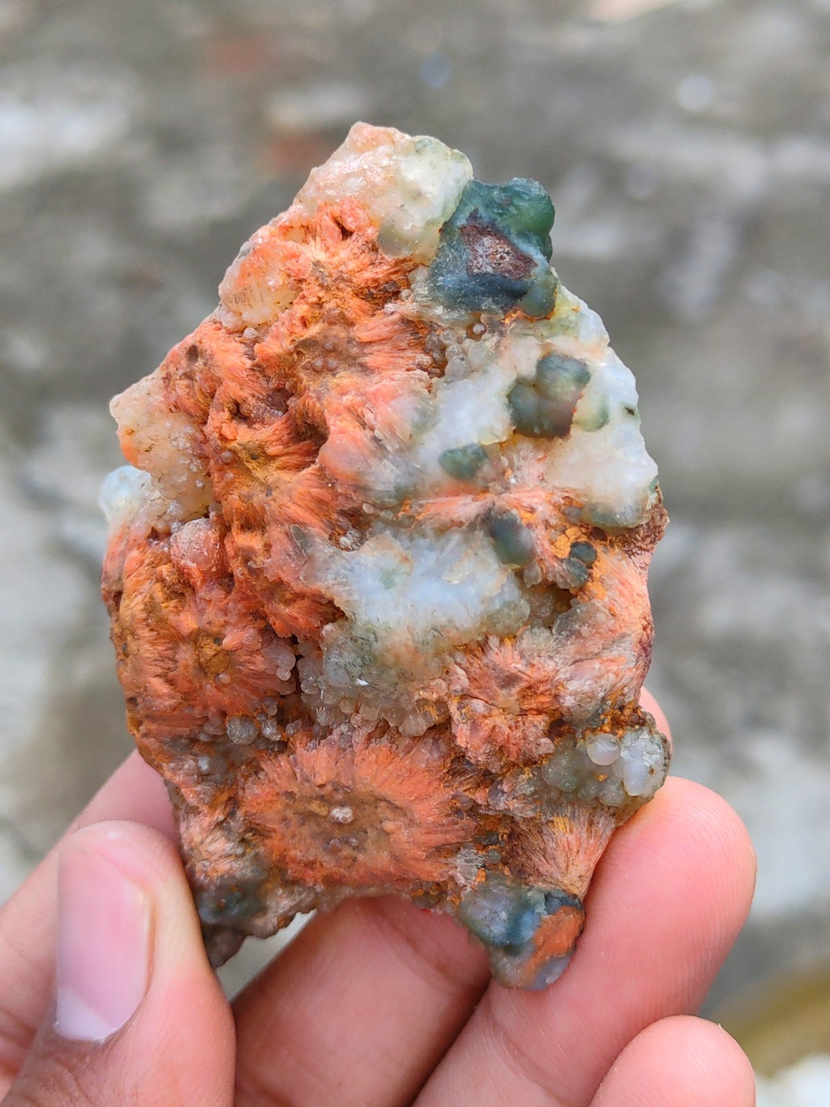 Sun flower with Chalcedony ( Red Scolecite Flower with Chalcedony