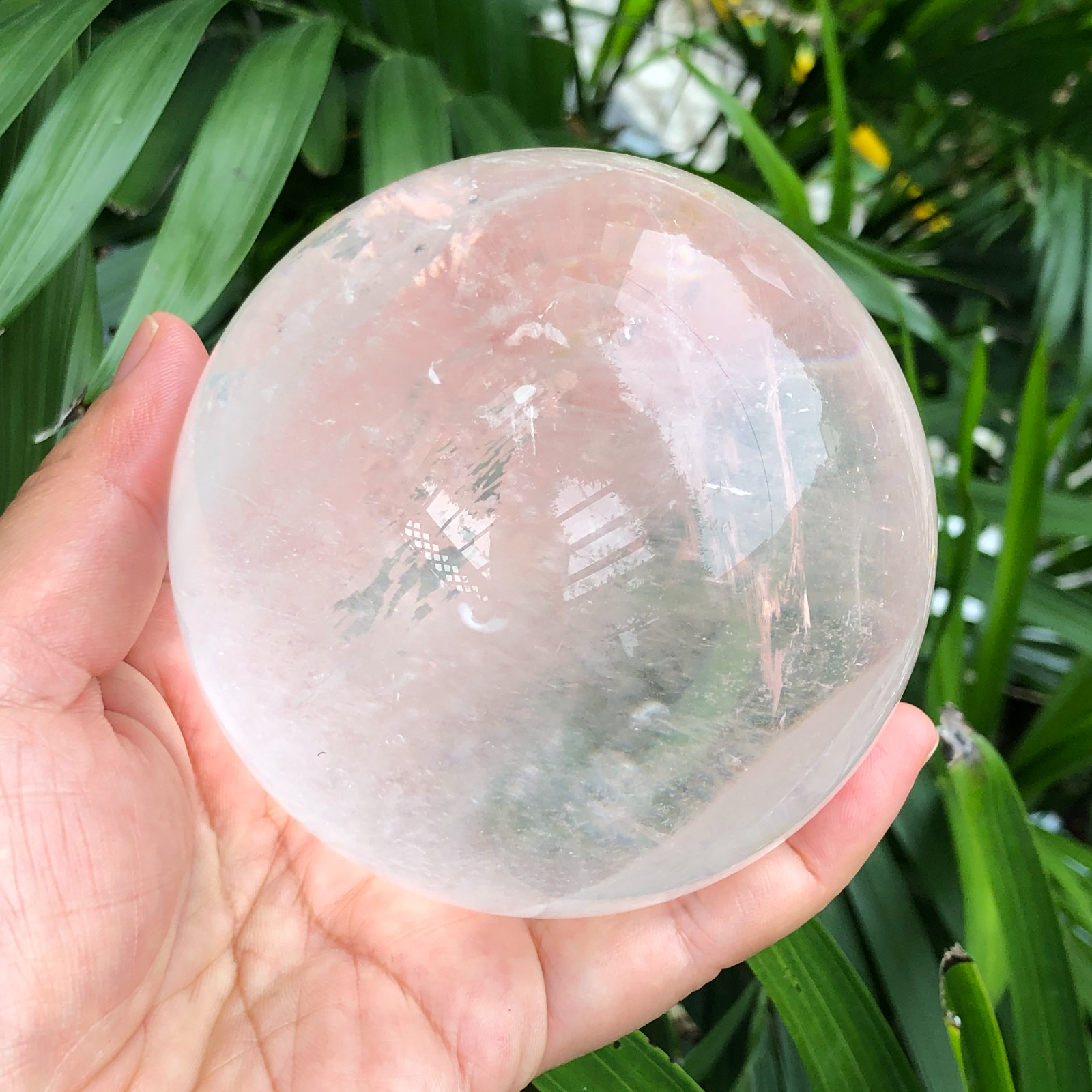 858g white crystal transparent quartz crystal ball Reiki repair 141