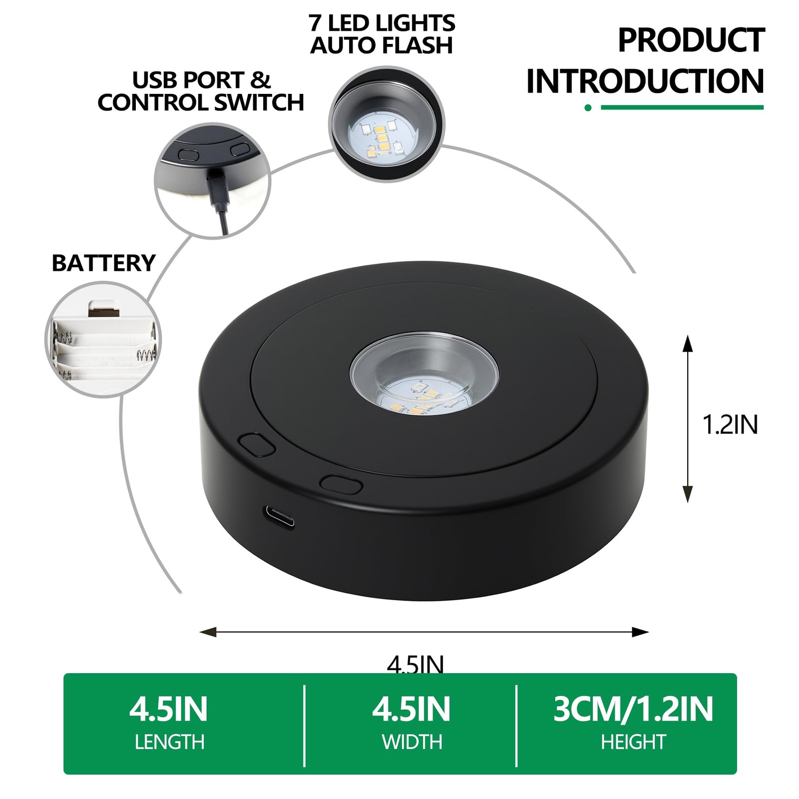 4.5*1.2inch Rotating Light Display Stand Positive and Negative Rotation Displ…