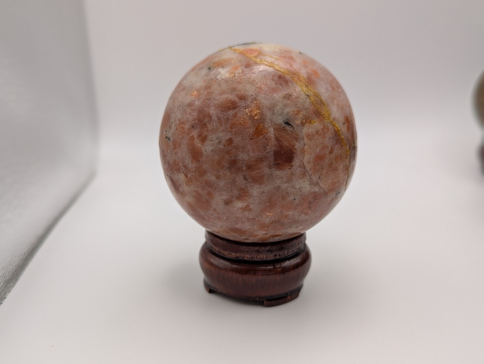 66 mm Sunstone Gemstone Large Crystal Sphere & Stand (India) US Seller