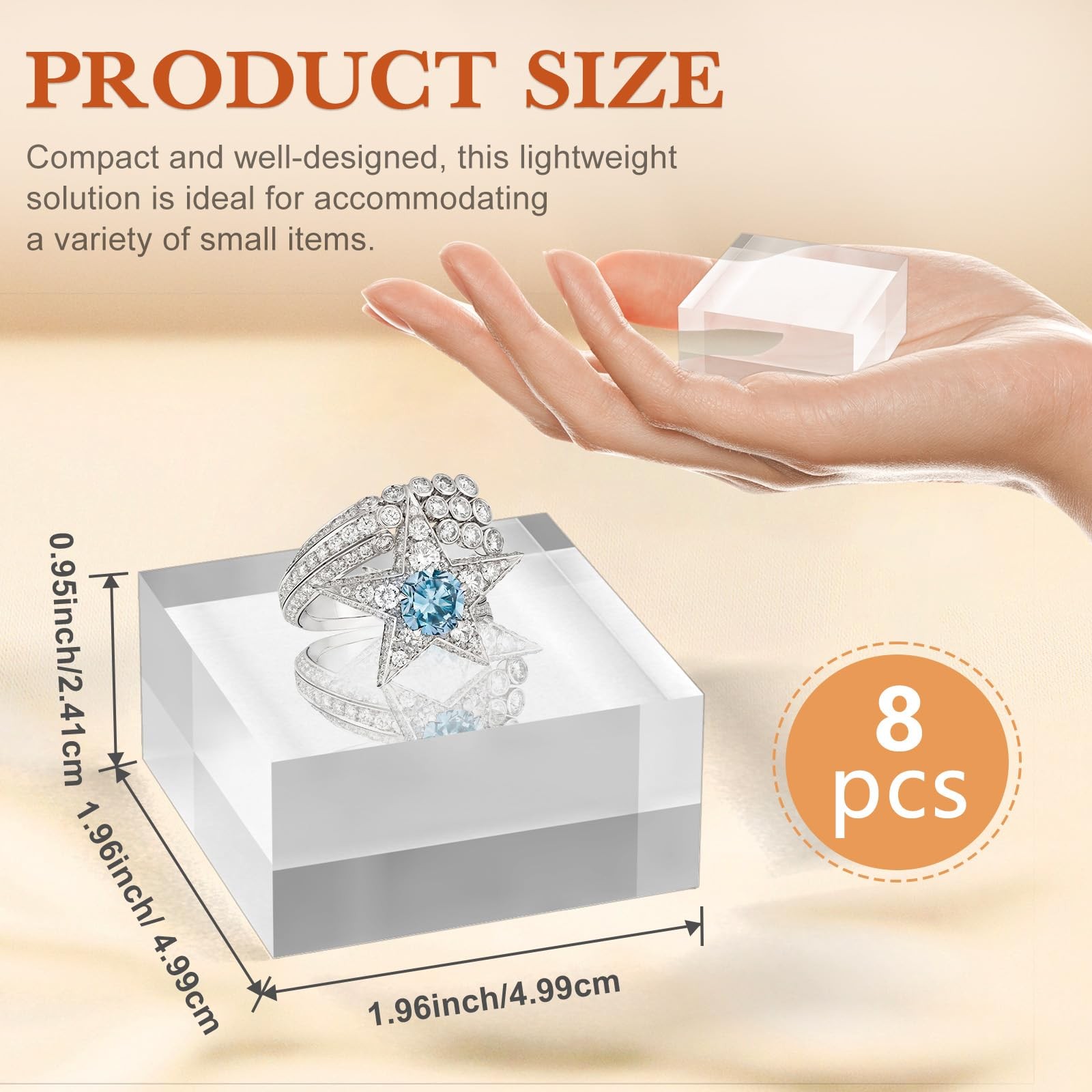 8 Pcs 2 X 2 X 1 Inch Acrylic Blocks, Clear Square Acrylic Cube