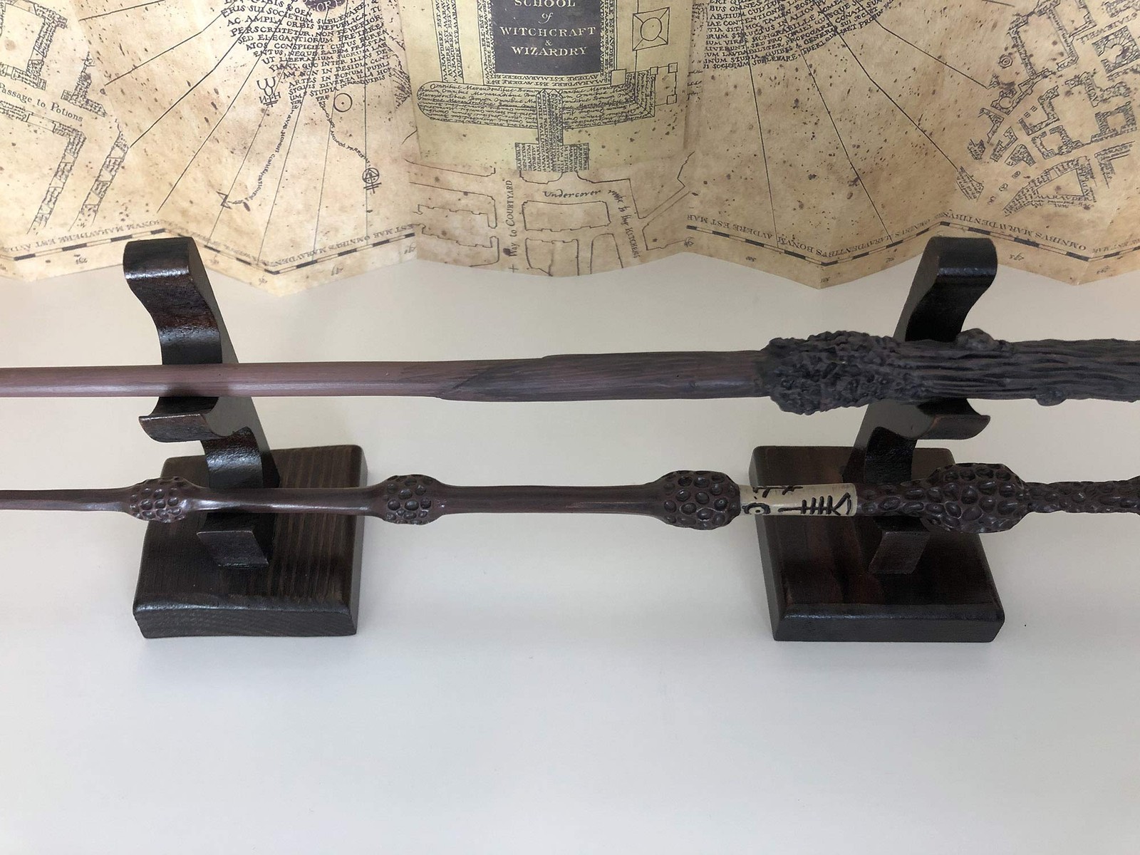 Wizard Wand Stand Display – 2 Tiered Wood Magic Wand Holder for Table Display…