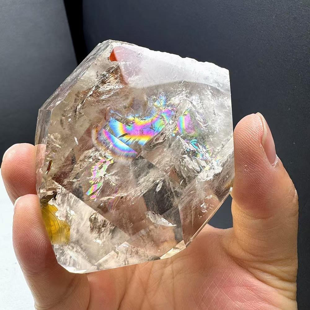 290g Natural Rainbow Smoky Quartz Obelisk Crystal Mineral Reiki Decor