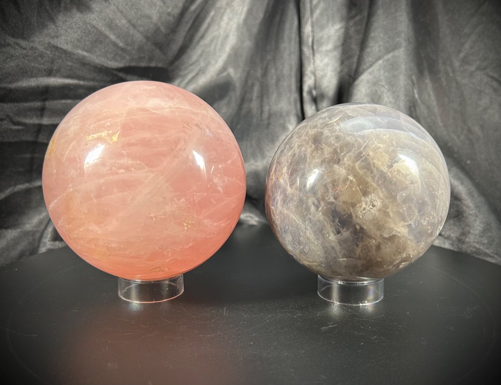 Perfectly Imperfect SALE! Blue Rose and Rose Quartz Spheres (See Details)