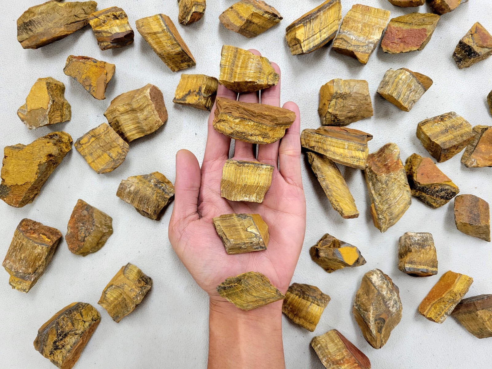 Bulk Raw Tigers Eye Crystal Rough Gem Stones by Pound for Tumbling Healing Reiki