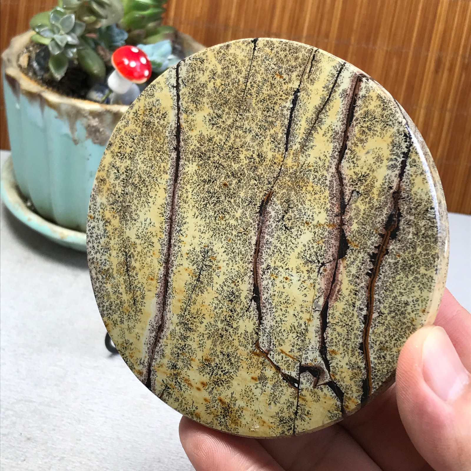 99mm Natural Chinese painting stone crystal ornaments for home decoration A6405