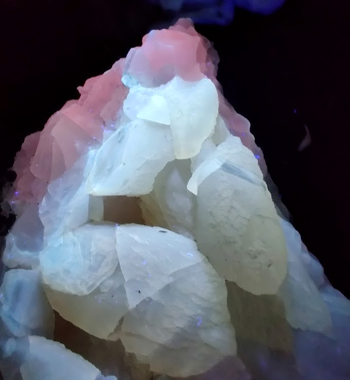 XXL Pink & White UV-Reacting Calcite Specimen: 2lb Museum Grade, See VIDEO