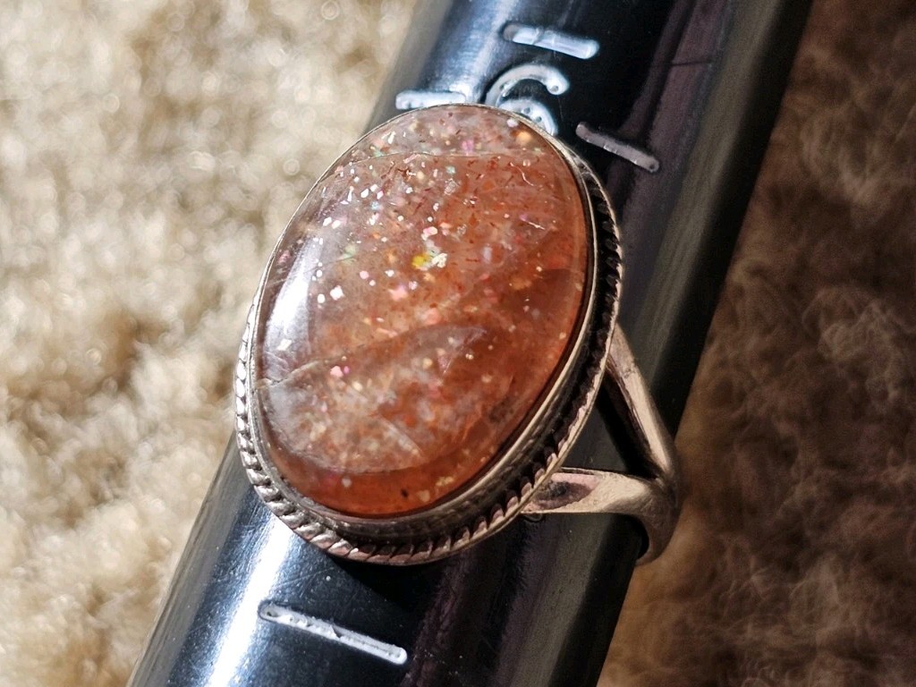 Sunstone Ring, Size 6.75, Crystals & Stones, Mineral Specimen, Metaphysical