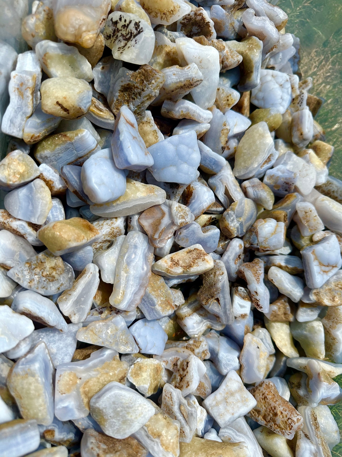 Blue Chalcedony (Tumbled, not Polished), Natural Chalcedony from Namibia