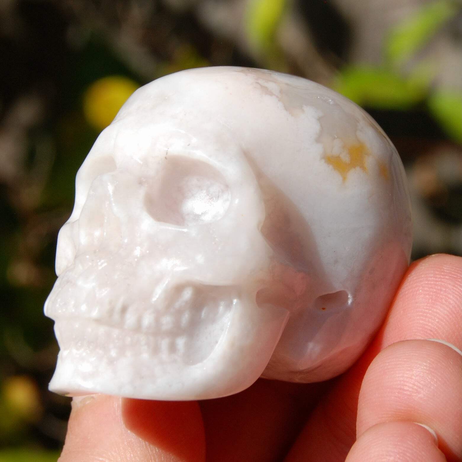 2in Sakura Flower Agate Carved Crystal Skull