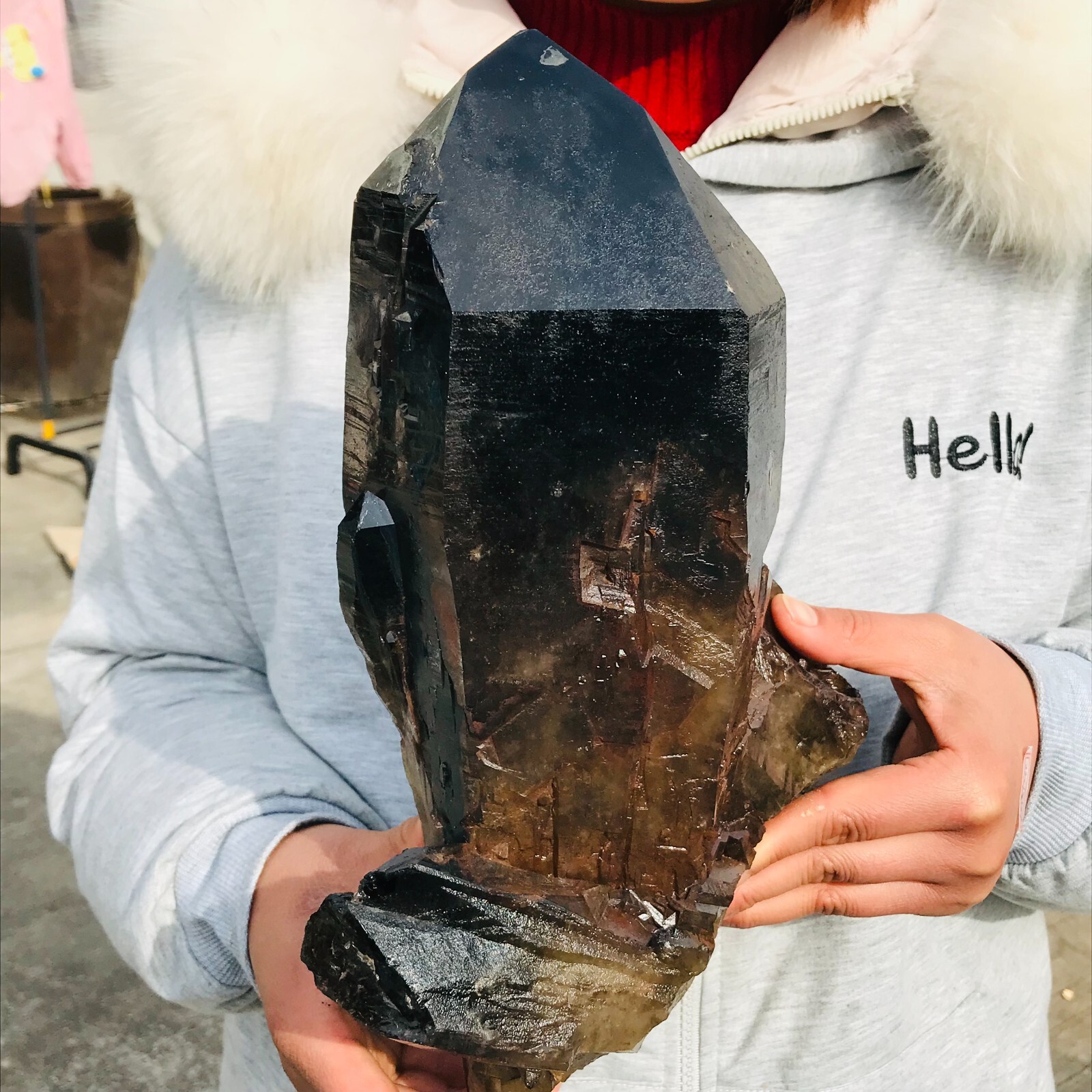 16.00lb Large Natural Smoky Black Skeleton Quartz Crystal Point Rough Mineral