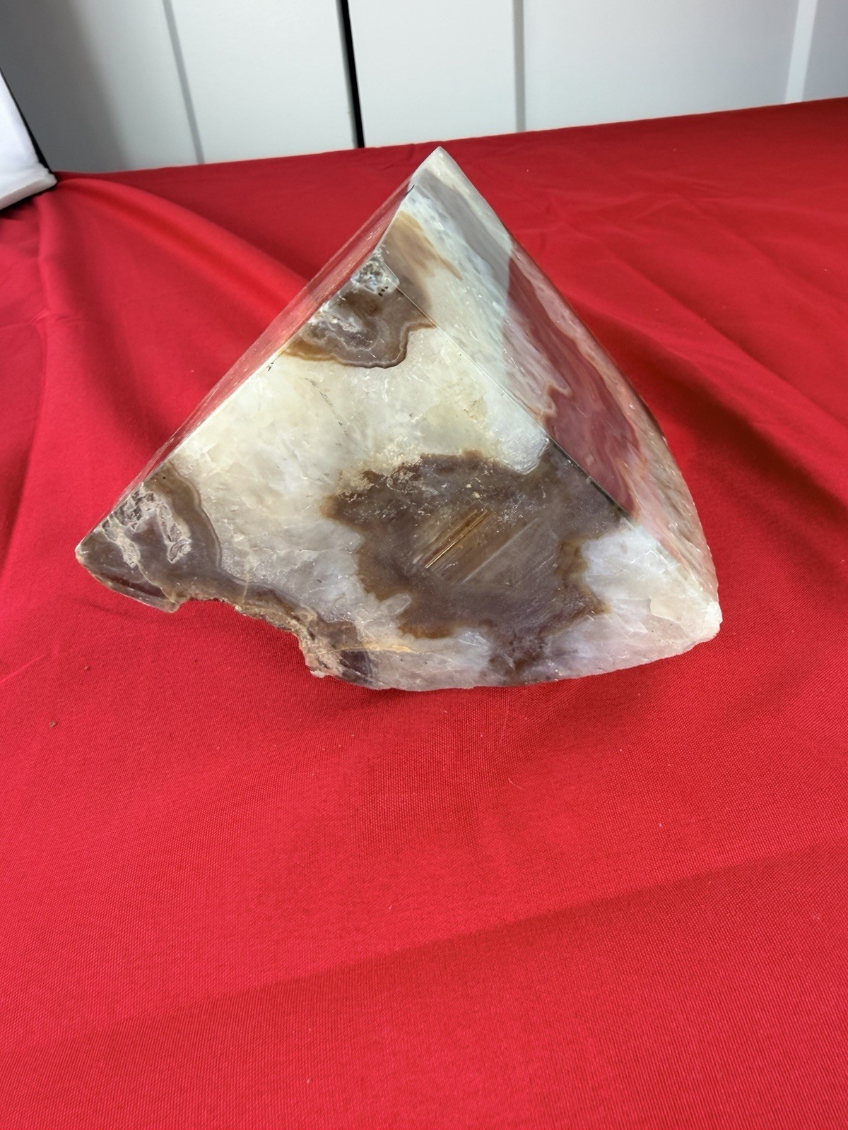 Natural Brazilian Agate Geode Bookend Polished Crystal Quartz Specimen 5.25”