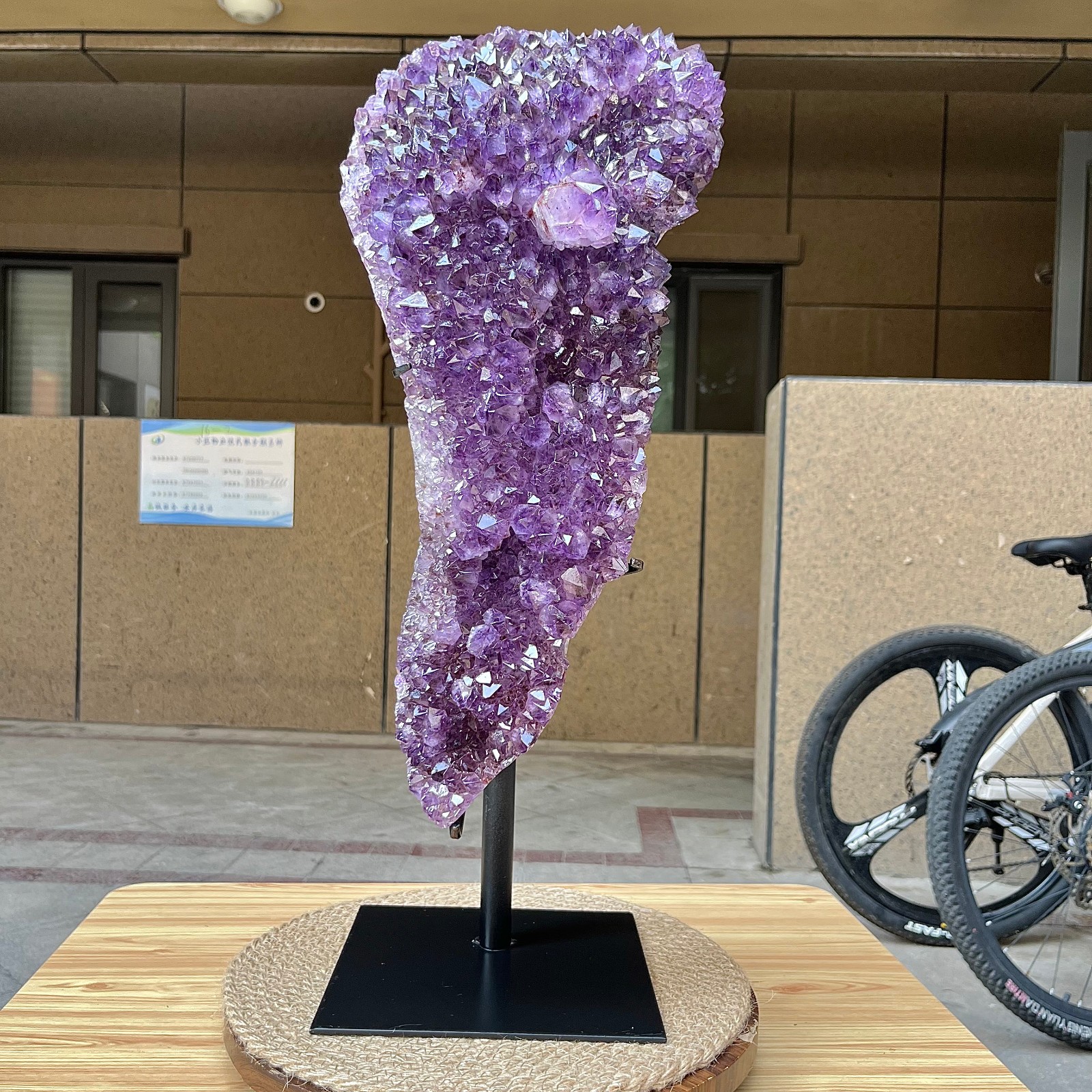 29.8 lb Natural Amethyst Cluster w/ Metal Stand Crystal Mineral Specimen