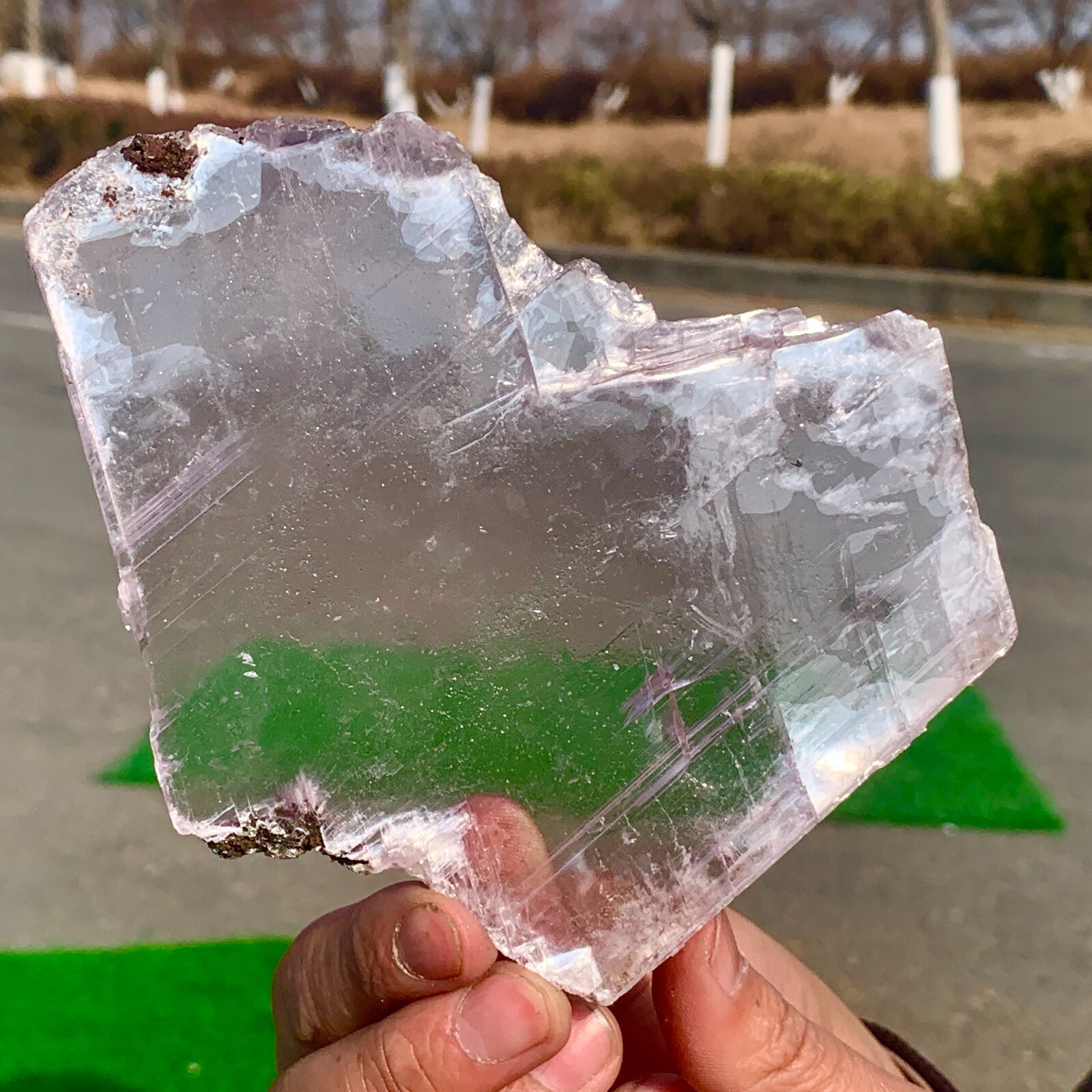 174g Natural purple selenite gypsum quartz crystal slab mineral specimen healin
