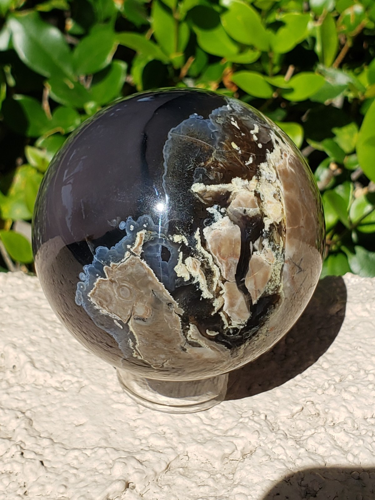 2.6″ Volcano Agate Quartz Crystal Sphere Ball Orb Stunning Green UV, 388g