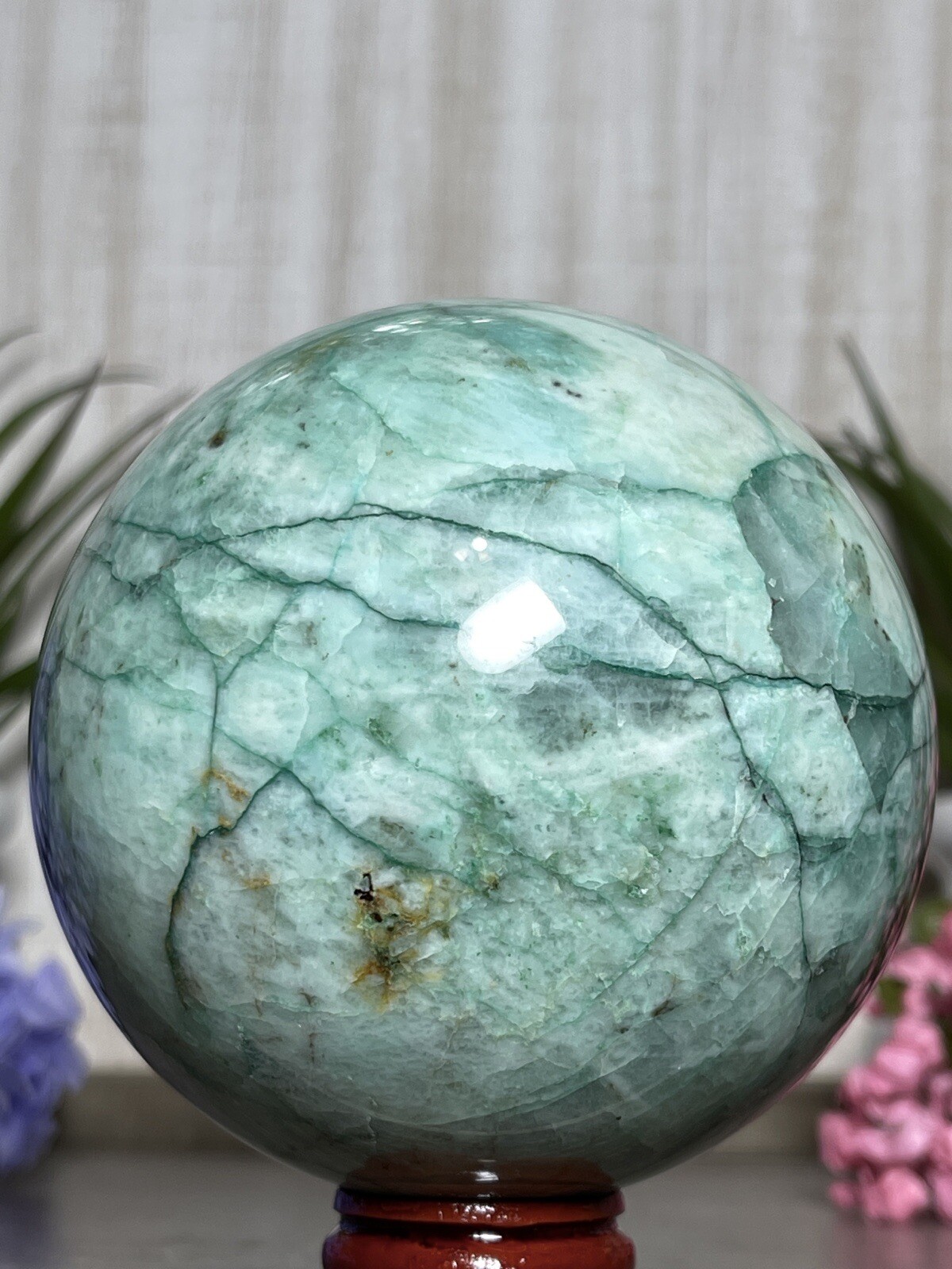 85mm MALACHITE CHRYSOCOLLA QUARTZ SPHERE -Green Crystal Mineral Phoenix Quattro