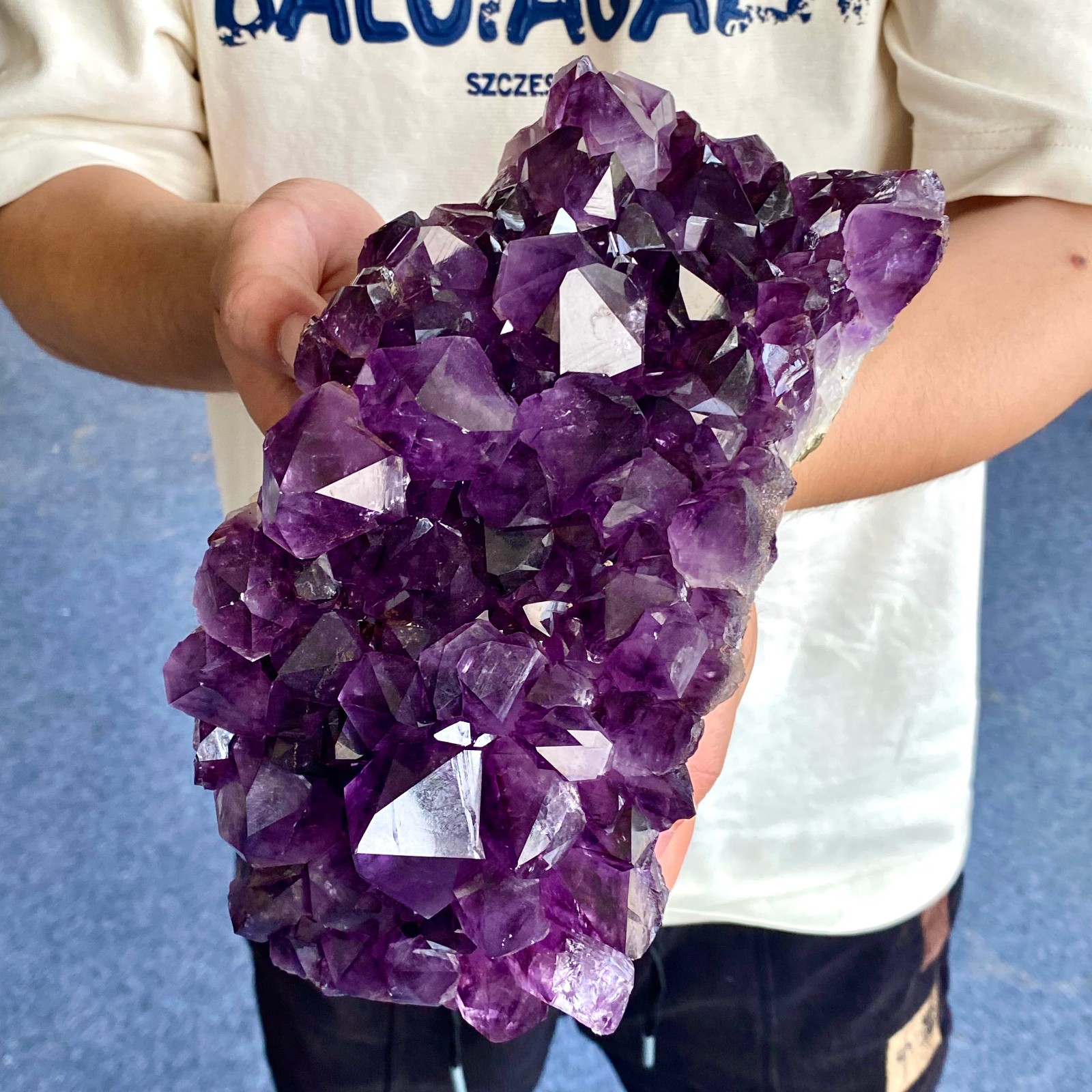 6.38LB Large Natural Amethyst geode quartz cluster crystal specimen Healing.
