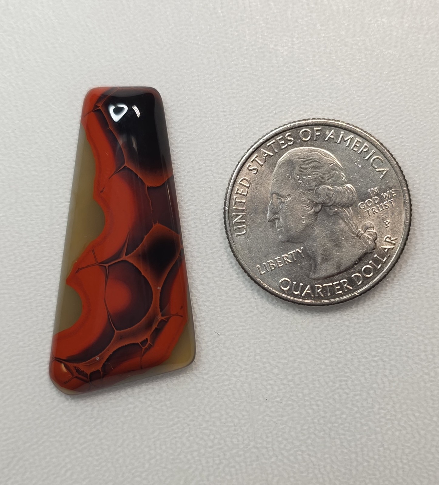 Beautifully banded Red Black Clear Kentucky Agate Cabochon Ready to set #C-14