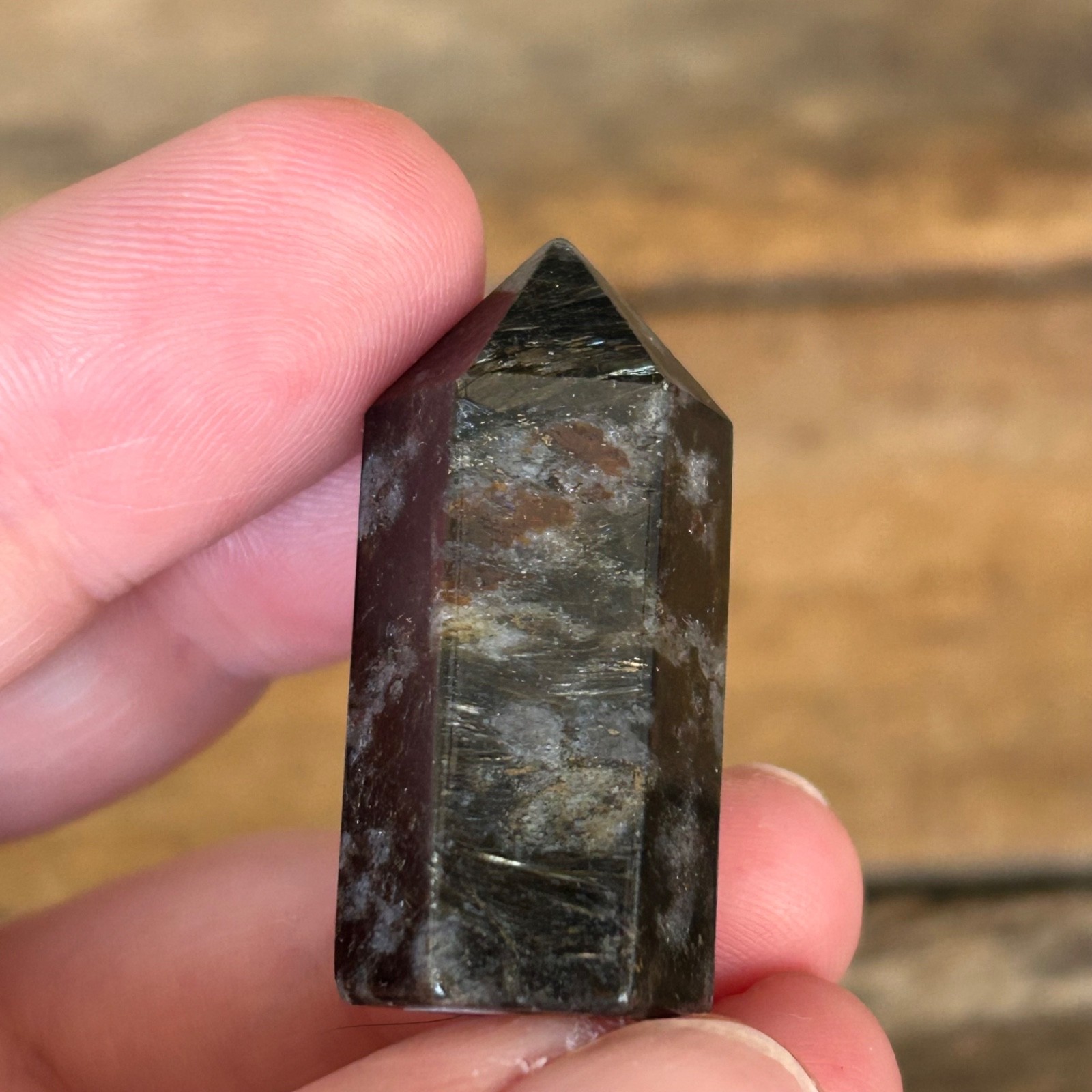 Natural Arfvedsonite Tower Polished Crystal Point Madagascar 1.5″