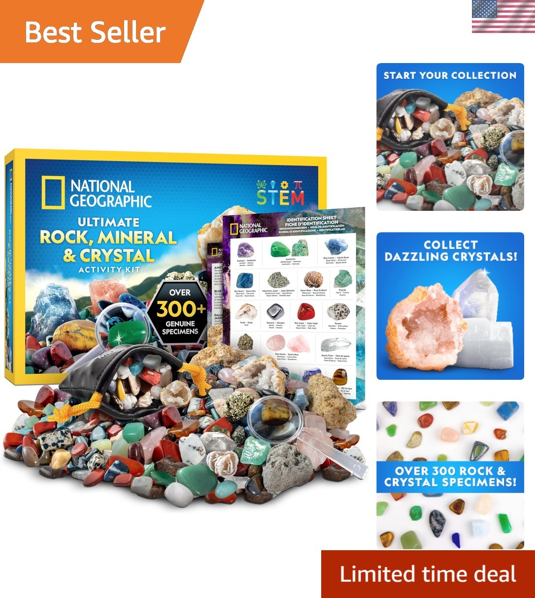 National Geographic Gemstones & Crystals Kit for Kids – 300+ Pieces of Discovery