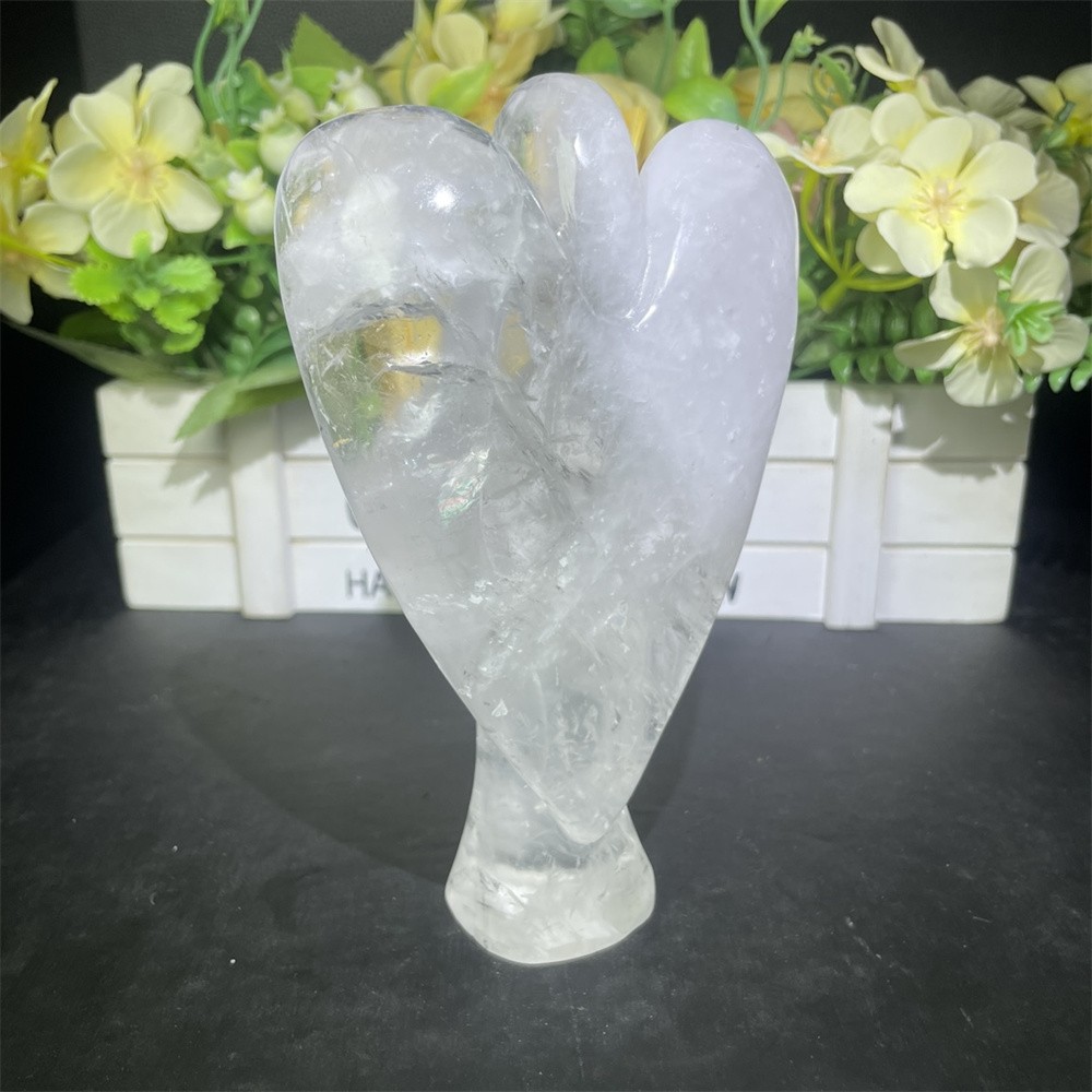 1.3LB 5.9″ Natural A+ Clear Quartz Angel Carving Crystal Quartz Mineral Decor
