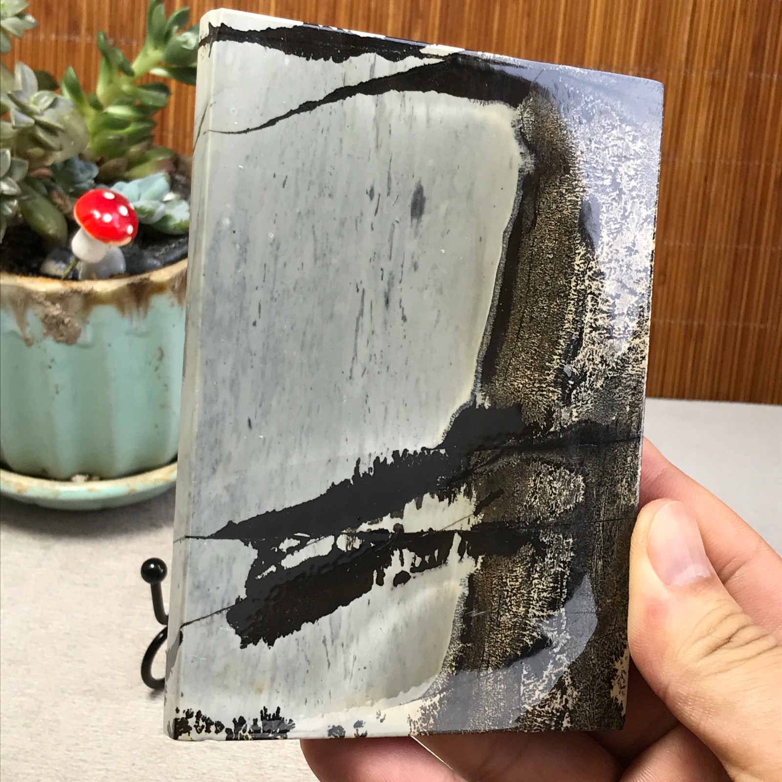 240g Natural Chinese painting stone crystal ornaments for home decoration A6411