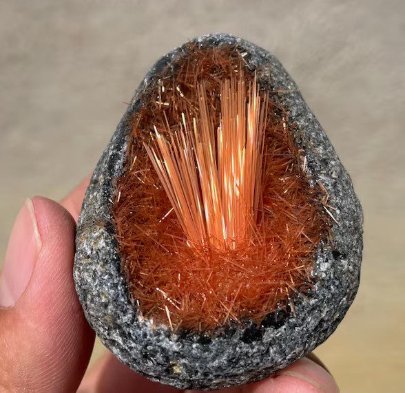 2025NEWFIND Orange Copper Ore Goethite Magnetite Crystal Sphere Cluster