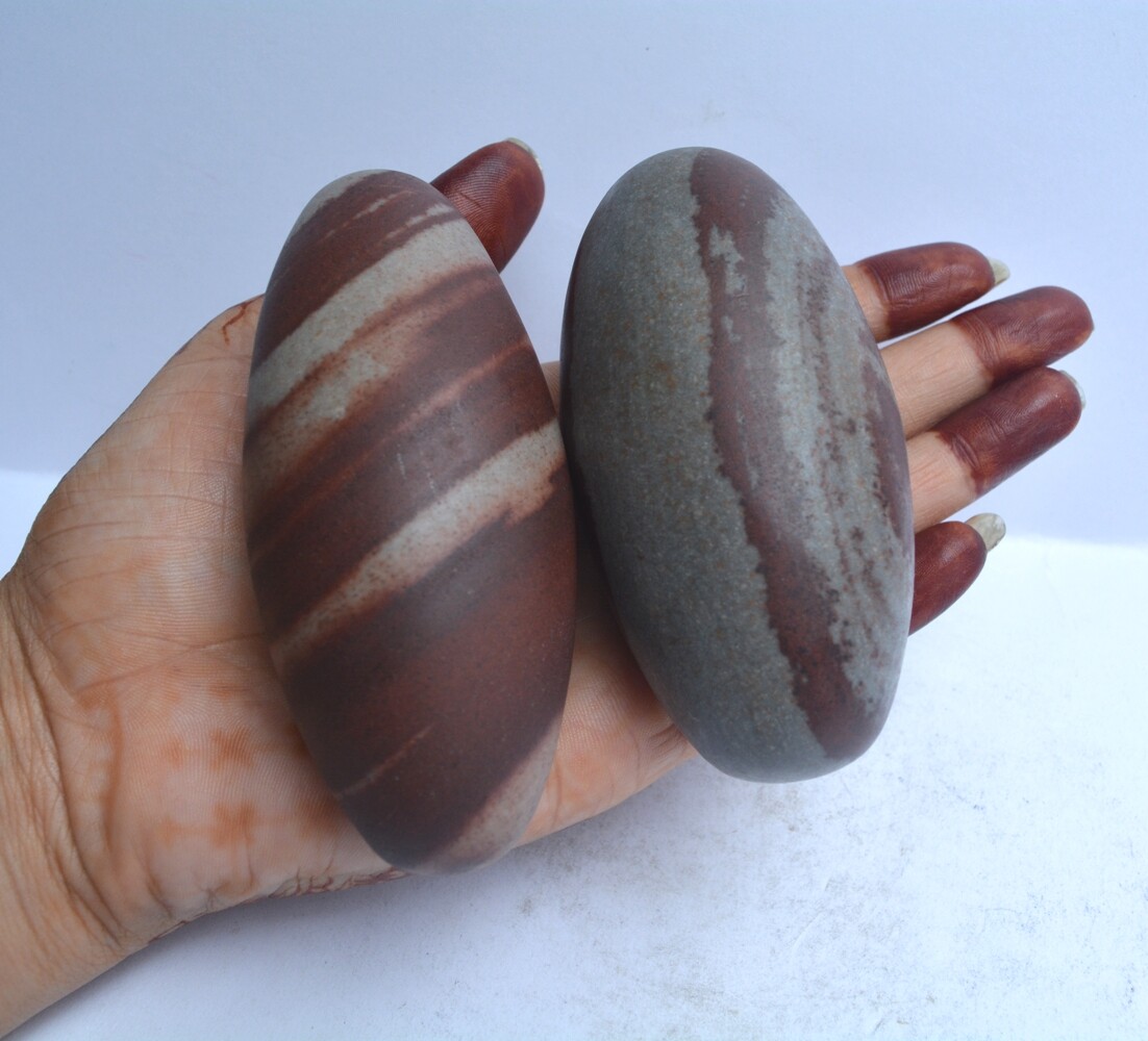 Set of 2 Shiva Lingam, Natural Shiva Lingam, Healing Shiva Lingam Stone~025