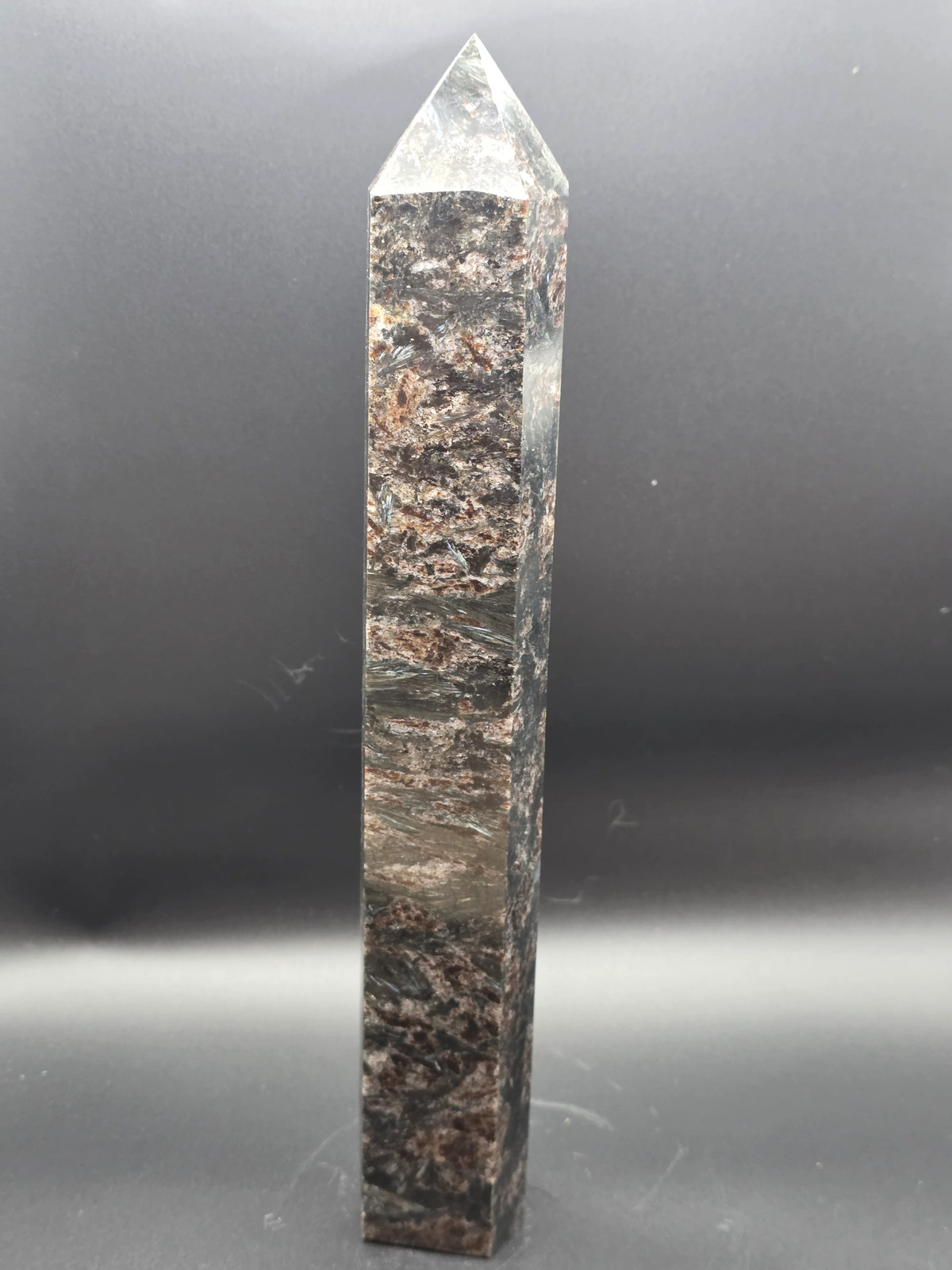 Jumbo arfvedsonite tower! 12 inches tall, 2.8 pounds