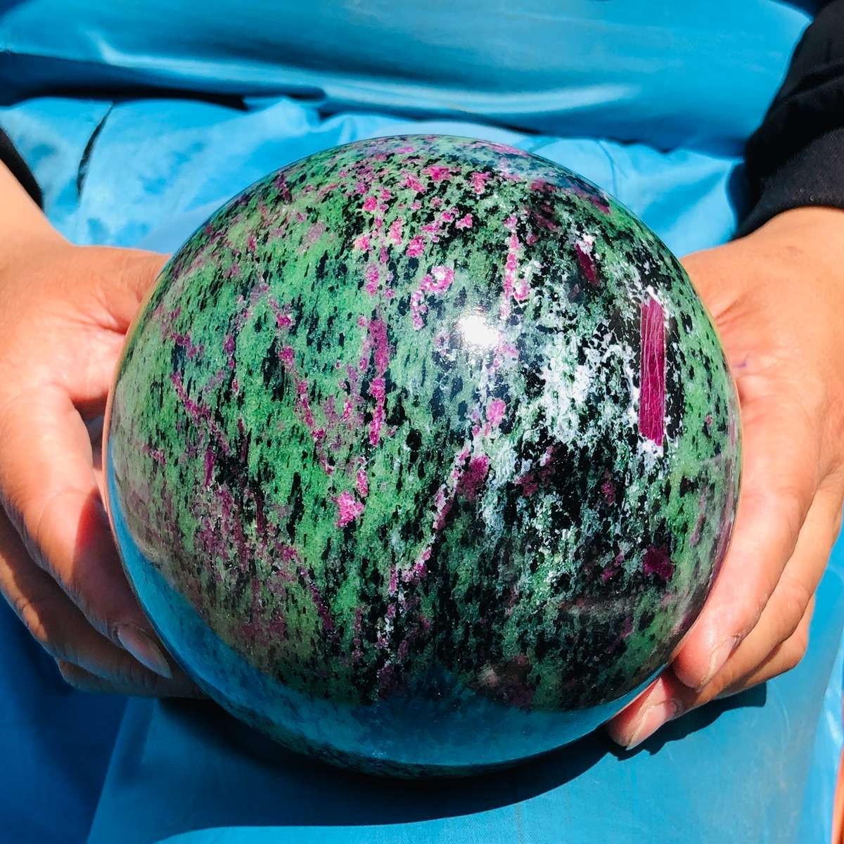 6.75 LB Large Natural Ruby Zoisite Sphere Crystal Healing Stone Specimen 5155