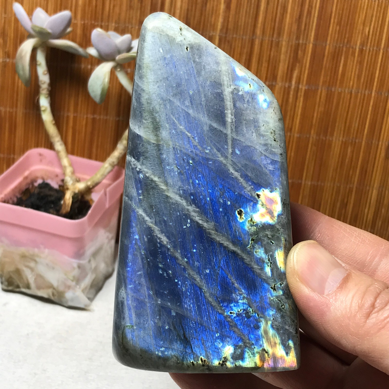 108-53-40mm Natural Labradorite Crystal gemstone Polish Mineral Specimen A3327