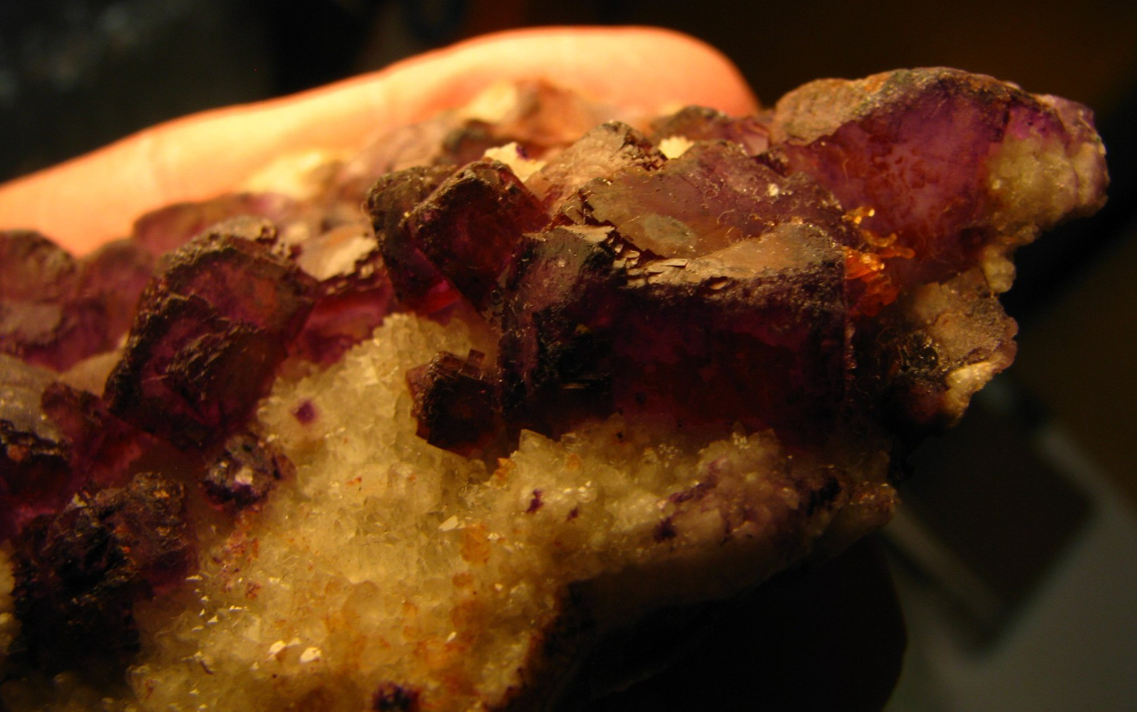 .24lb 3×2.5inch PURPLE FLUORITE ON CALCITE/QUARTZ QINGLONG MINE CHINA #137