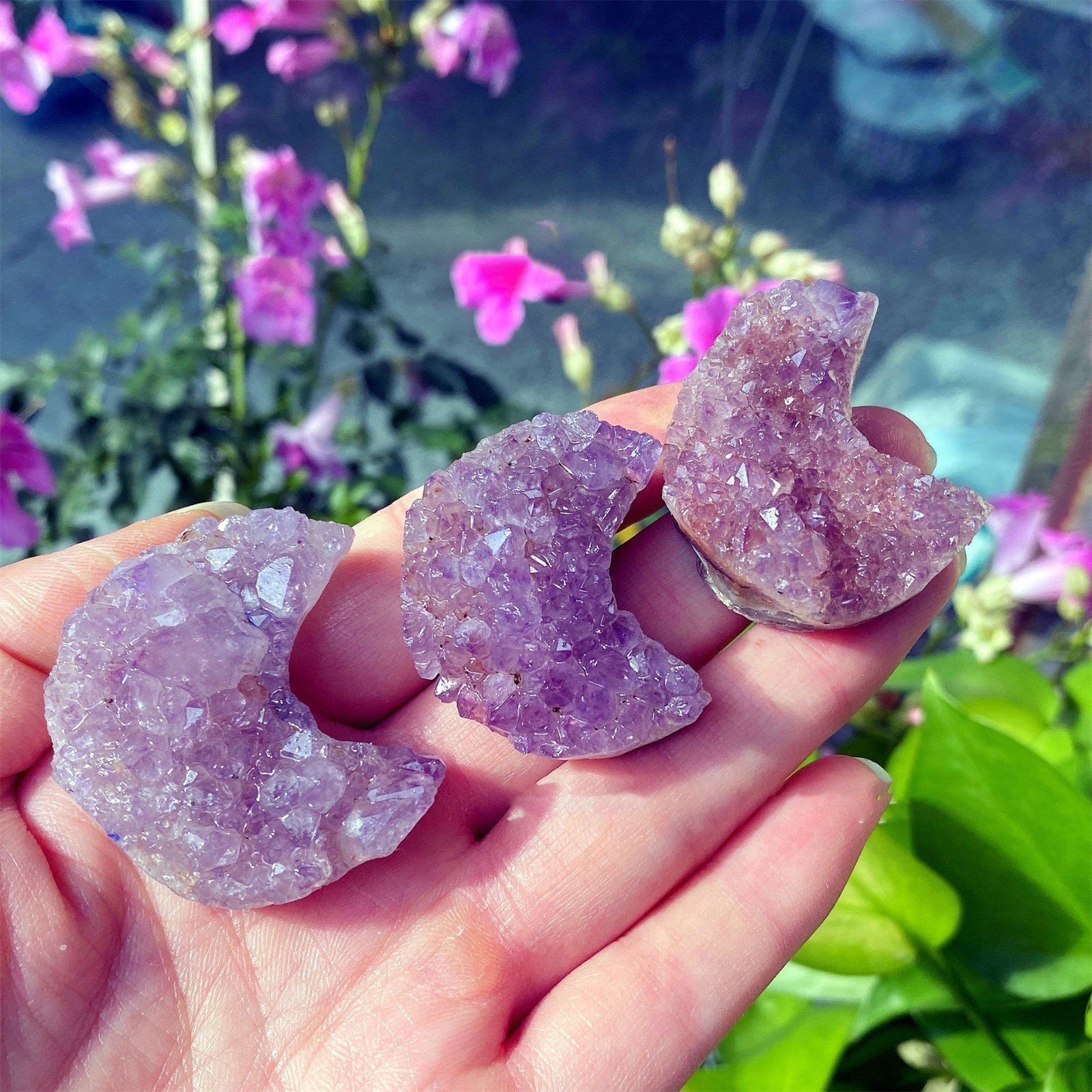 Amethyst Crystal Moons Crystal Cluster Mineral Specimen February Birthstone Gift