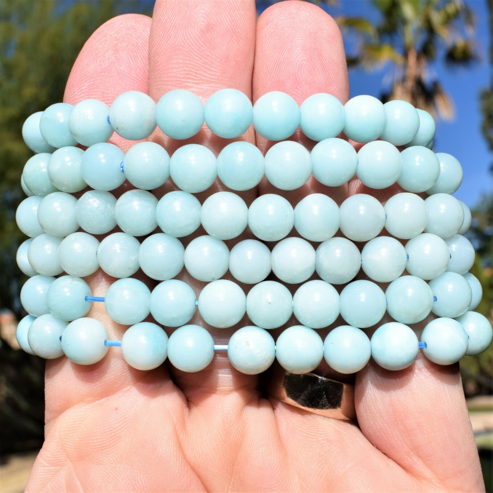 Premium CHARGED Amazonite Crystal 4mm – 8mm Bead Bracelet Stretchy ENERGY REIKI