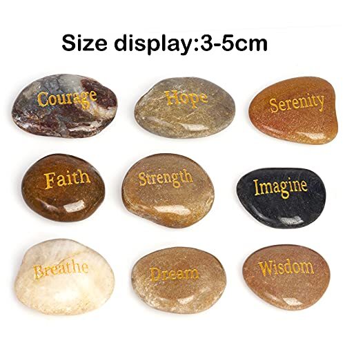 12 Pcs Inspirational Stones Engraved Words Rock Encouragement Amulets Gift