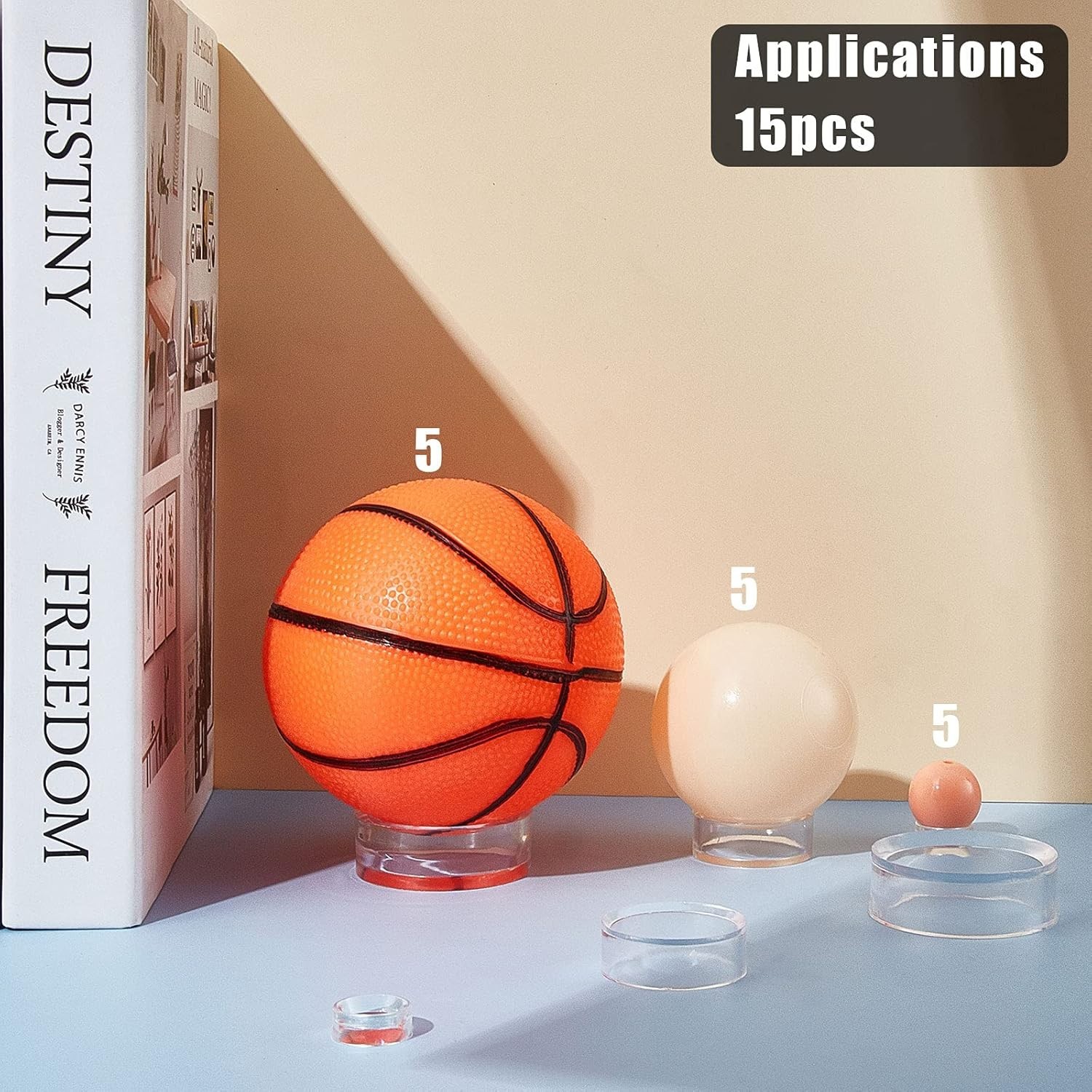 15 Pcs Crystal Sphere Stand Acrylic Sphere Holder S/ M/ L Round Baseball Stands
